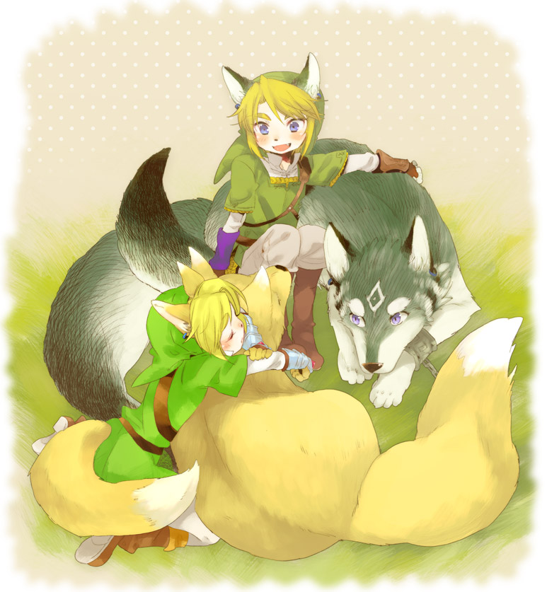 link and wolf link (the legend of zelda and 2 more) drawn by mitsubachi_koucha