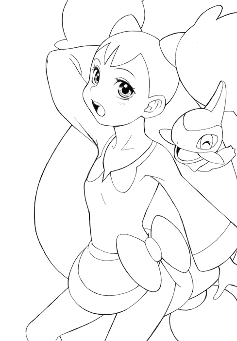 iris and axew (pokemon and 1 more) drawn by hijirino_yuuta
