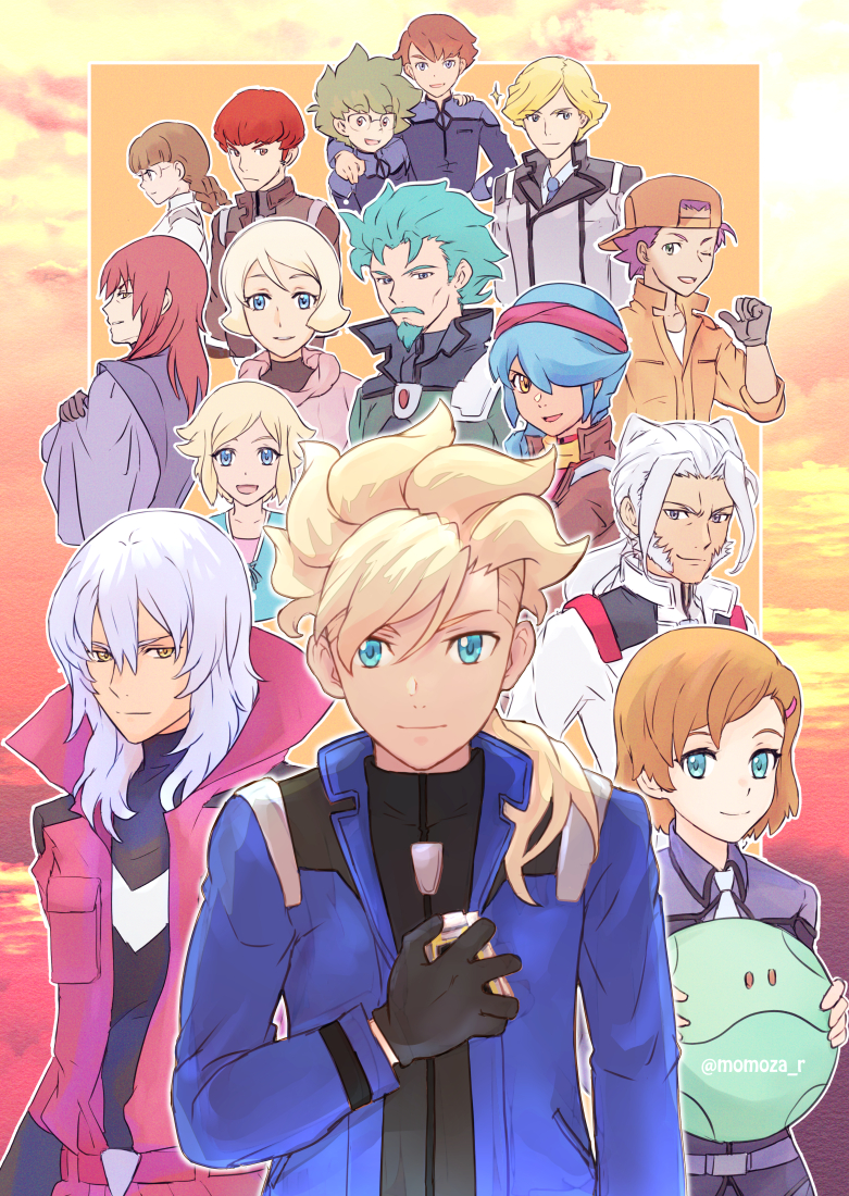 flit asuno, emily armond, asemu asuno, arisa gunhale, romary stone, and 10 more (gundam and 1 more) drawn by momoza_r
