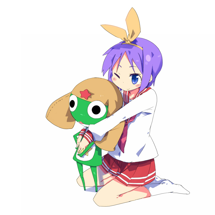 hiiragi tsukasa and keroro (lucky star and 1 more) drawn by kanikama