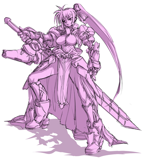 signum and laevatein (lyrical nanoha and 2 more) drawn by nekomamire