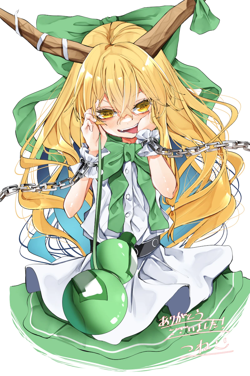 ibuki suika (touhou) drawn by kararage_tsune