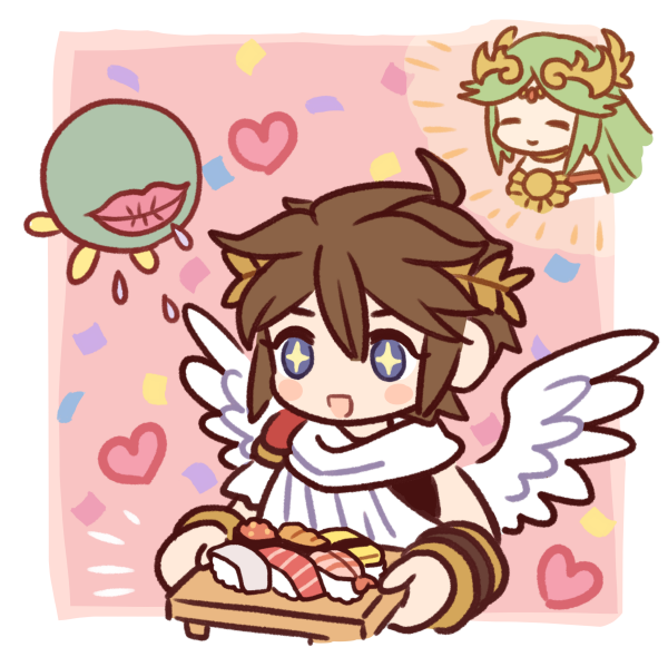 palutena, pit, and mik (kid icarus) drawn by nopepe