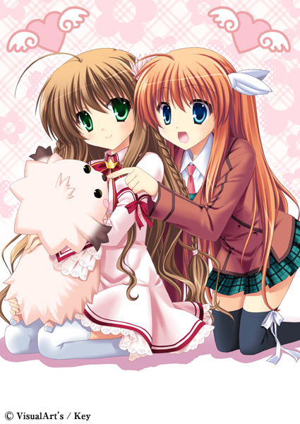 kanbe kotori, ootori chihaya, and chibi-moth (rewrite) drawn by morisaki_kurumi