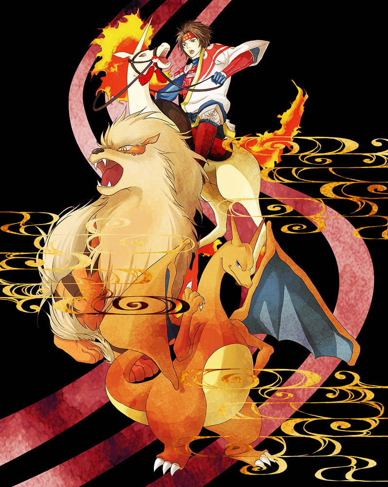 charizard, arcanine, rapidash, and yukimura (pokemon and 3 more) drawn by caughen