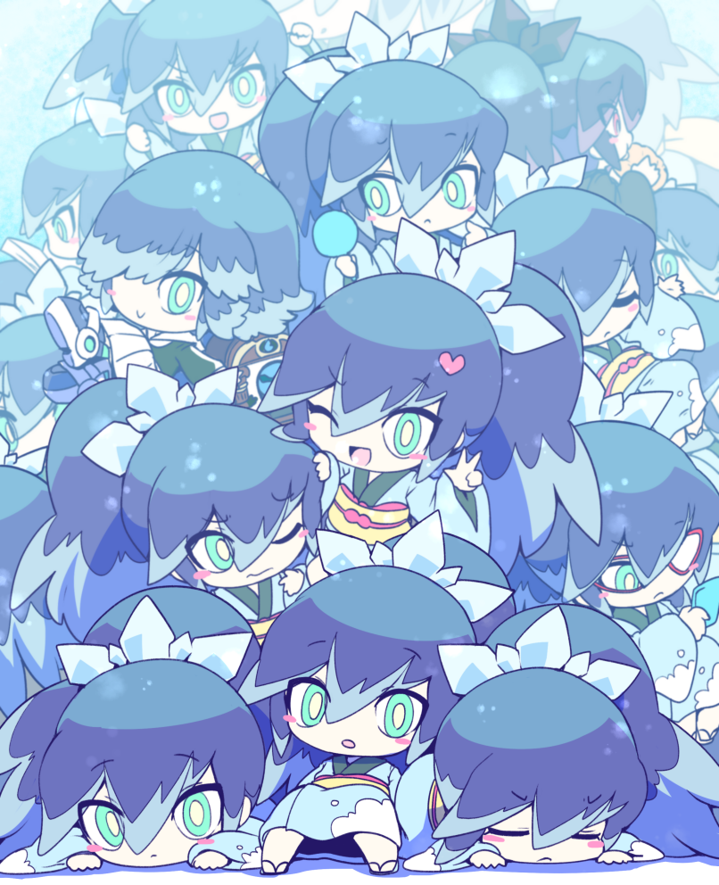 fubukihime, hyakkihime, himekawa fubuki, and broken clock (youkai watch and 1 more) drawn by nollety