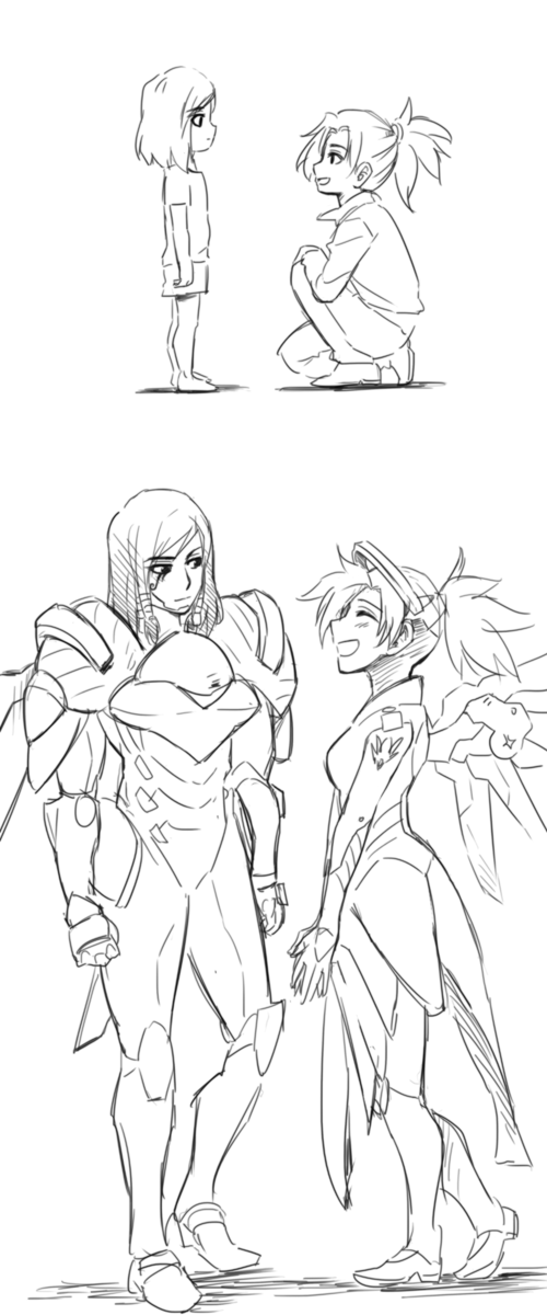 mercy and pharah (overwatch and 1 more) drawn by superrisu