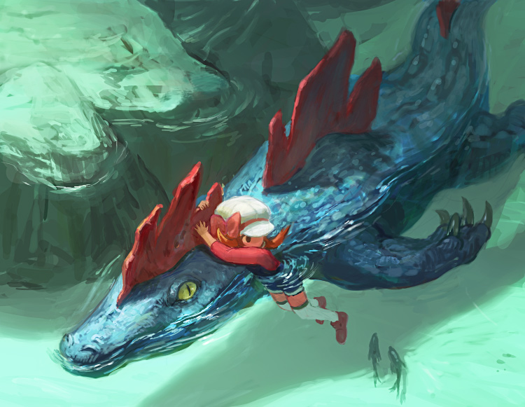 lyra and feraligatr (pokemon and 1 more) drawn by yuza