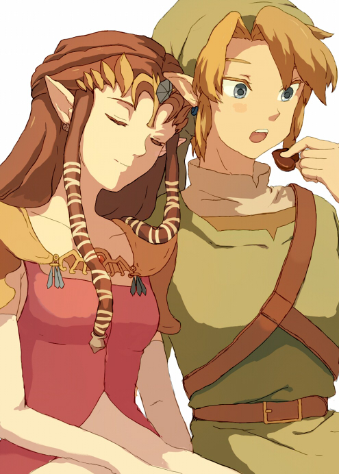 link and princess zelda (the legend of zelda and 1 more) drawn by o-yuki