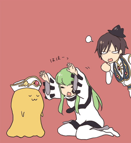 c.c., lelouch vi britannia, and cheese-kun (code geass and 1 more)