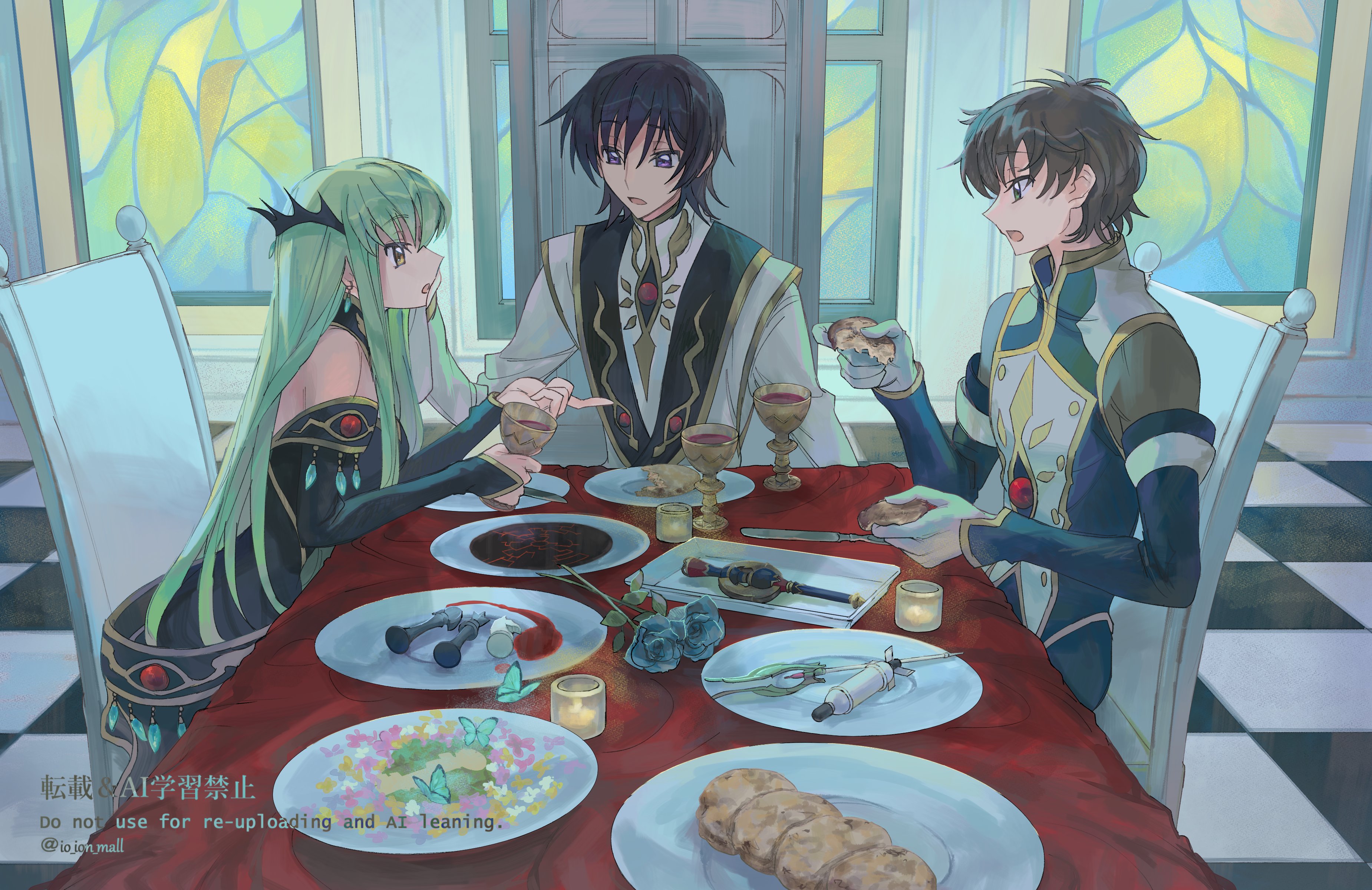 c.c., lelouch vi britannia, and kururugi suzaku (code geass) drawn by ...