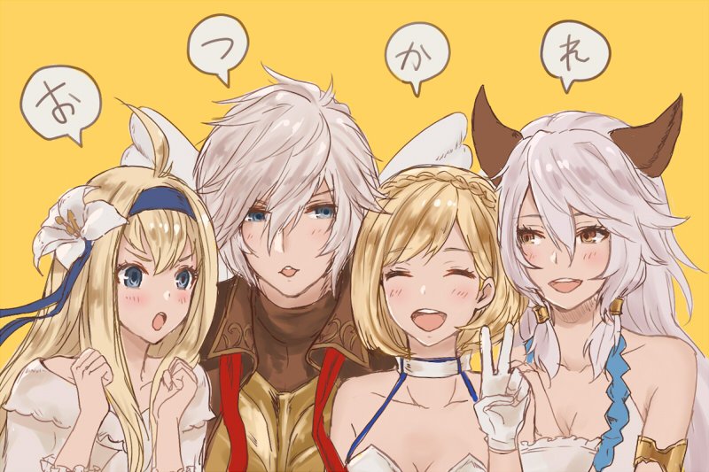 djeeta, jeanne d'arc, heles, and lucio (granblue fantasy) drawn by chabo213
