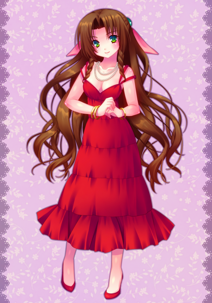 aerith gainsborough (final fantasy and 1 more) drawn by minatosaiga