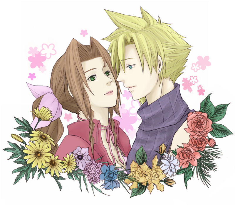 cloud strife and aerith gainsborough (final fantasy and 1 more) drawn by geist01