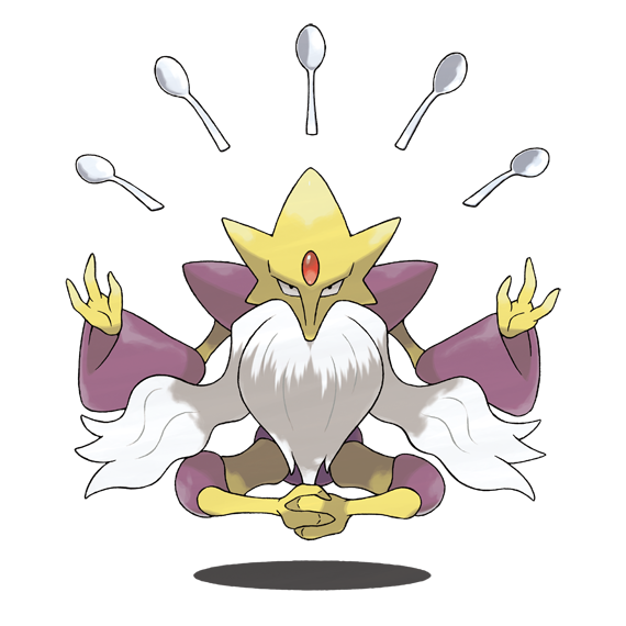 alakazam and mega alakazam (pokemon and 1 more) drawn by sugimori_ken