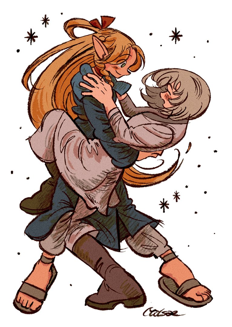 marcille donato and falin touden (dungeon meshi) drawn by milsae