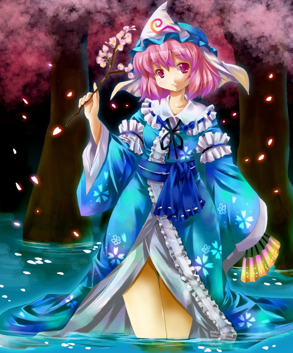 saigyouji yuyuko (touhou) drawn by michii_yuuki and ponsuke_(pon00000)