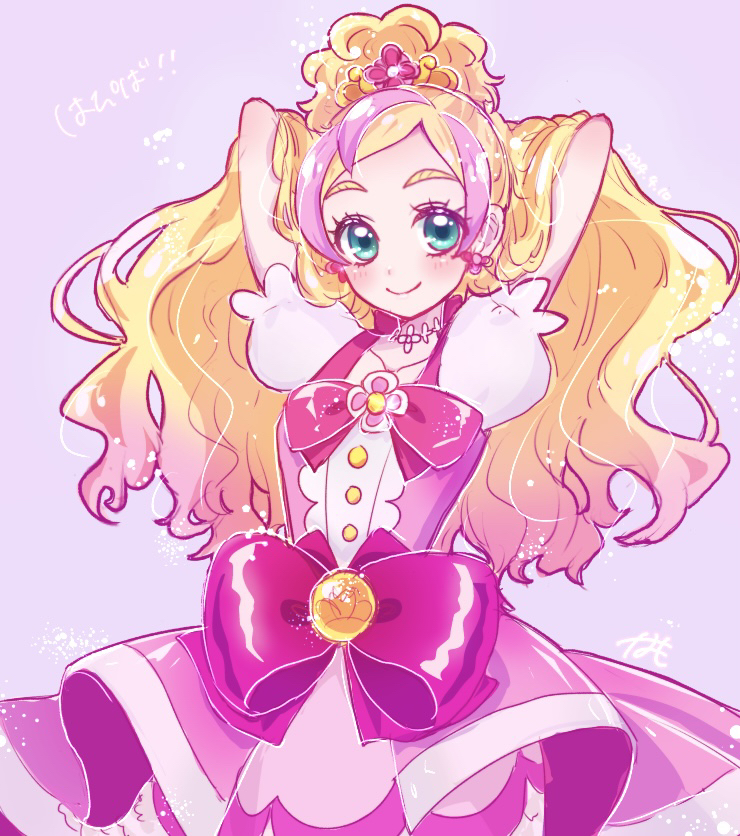 haruno haruka and cure flora (precure and 1 more) drawn by namo_(namo_suuun)