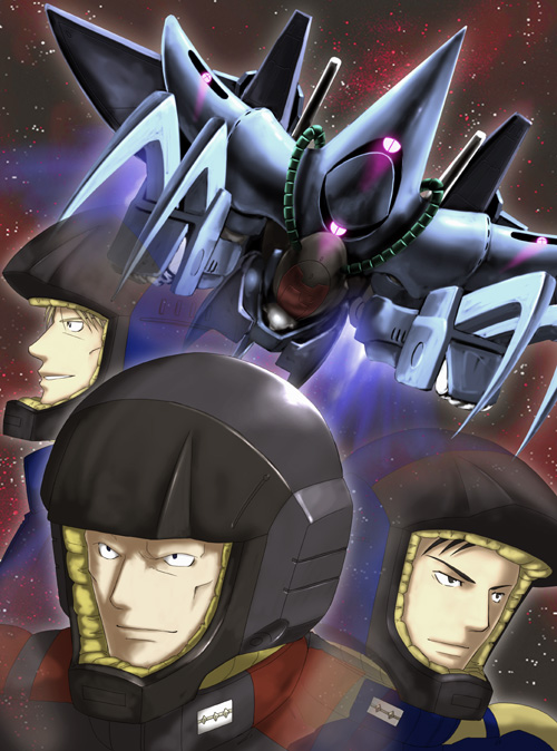 hambrabi, yazan gable, ramsus hasa, and dunkel cooper (gundam and 1 more) drawn by kashiwa_(kishiro)