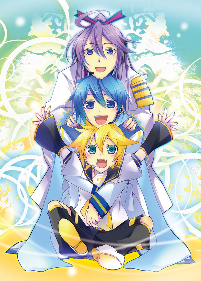 kagamine len, kaito, and kamui gakupo (vocaloid) drawn by haru_aki
