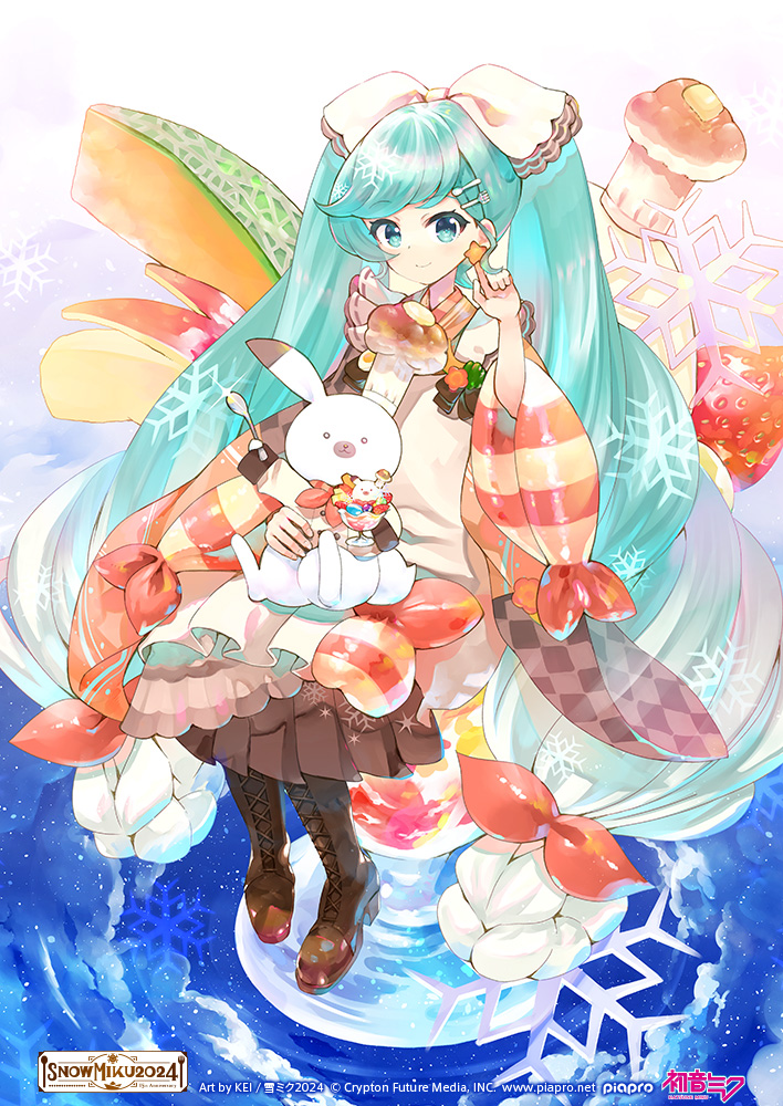 hatsune miku, yuki miku, and rabbit yukine (vocaloid) drawn by kei_(keigarou)