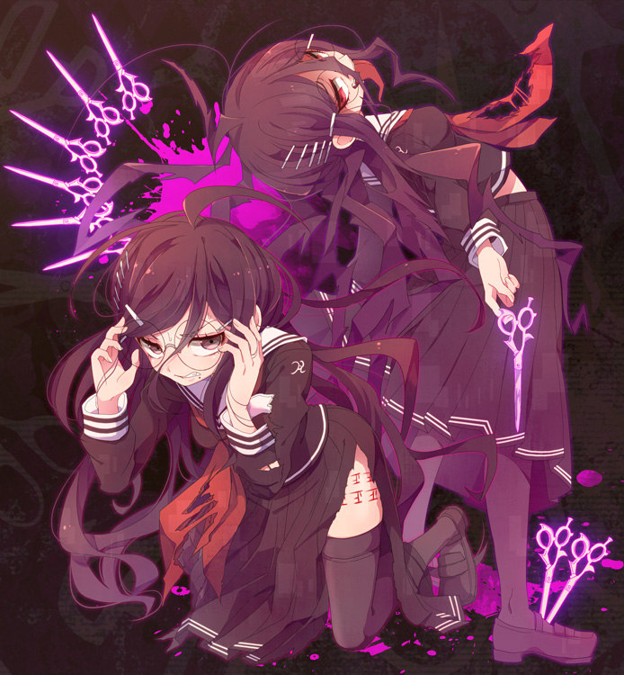 fukawa toko and genocider shou (danganronpa and 1 more) drawn by inumaru_akagi