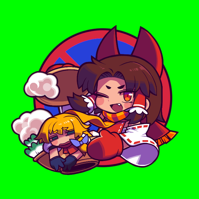 hakurei reimu, kirisame marisa, benikurage, and mars (touhou and 1 more) drawn by tonchamon_san