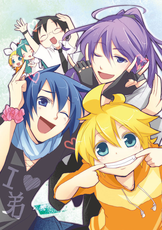 hatsune miku, kagamine rin, kagamine len, kaito, kamui gakupo, and 1 more (vocaloid) drawn by haru_aki