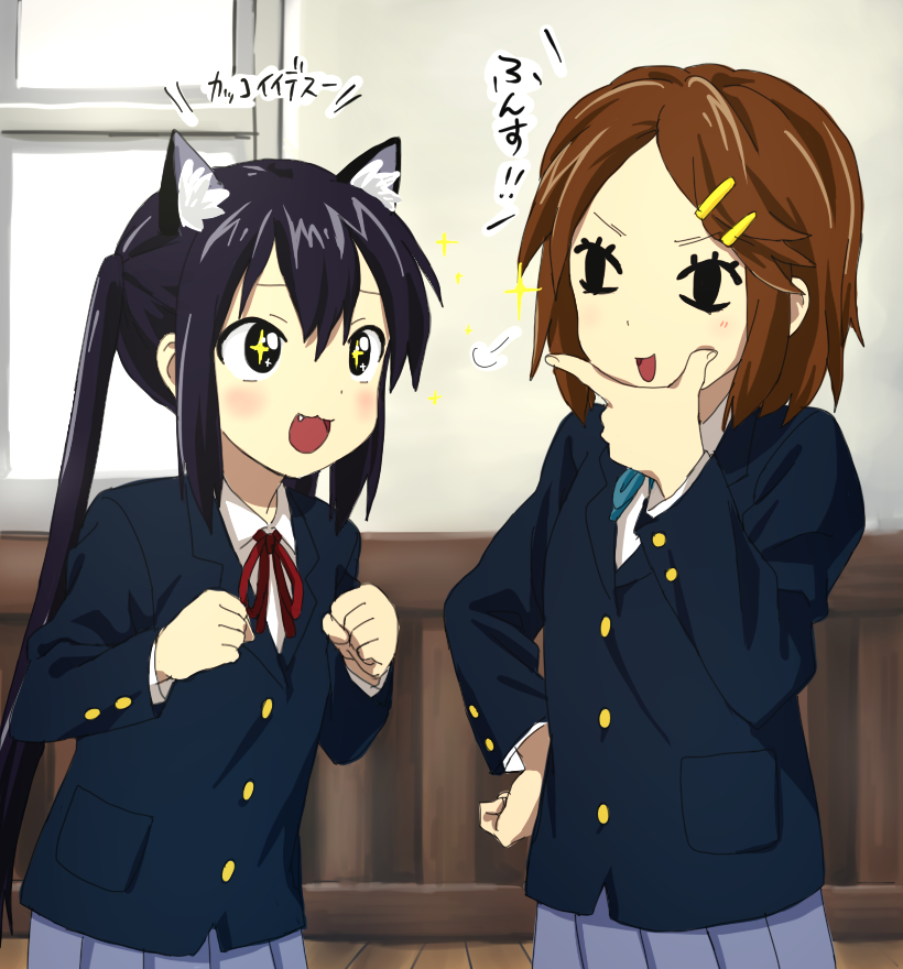 nakano azusa and hirasawa yui (k-on!) drawn by ronti