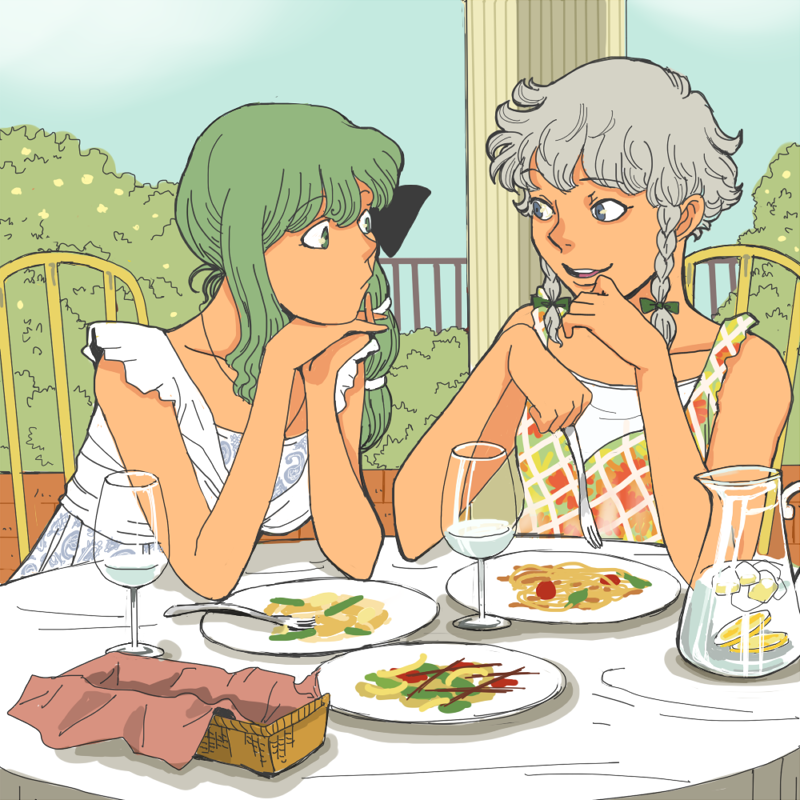 izayoi sakuya and kochiya sanae (touhou) drawn by onikobe_rin