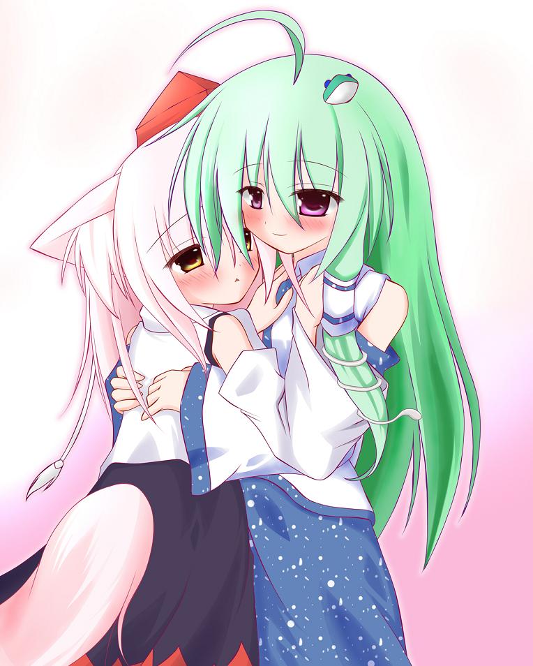 kochiya sanae and inubashiri momiji (touhou) drawn by kyuubi_(artist)
