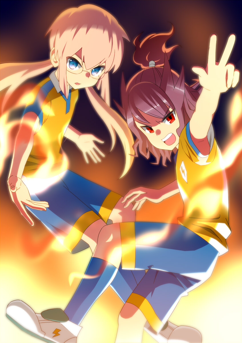 kirino ranmaru and shindou takuto (inazuma eleven and 2 more) drawn by sonsoso