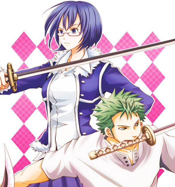 roronoa zoro and tashigi (one piece) drawn by kigisu
