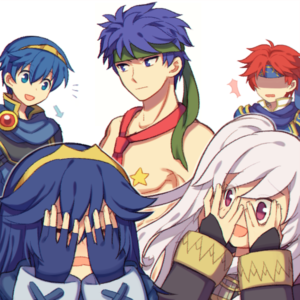 lucina, female robin, ike, marth, roy, and 1 more (fire emblem and 7 more) drawn by wusagi2