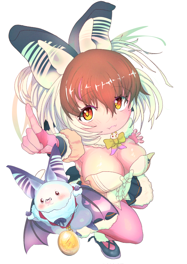 brown long-eared bat and poporu (kemono friends and 1 more) drawn by nekomar_nknk