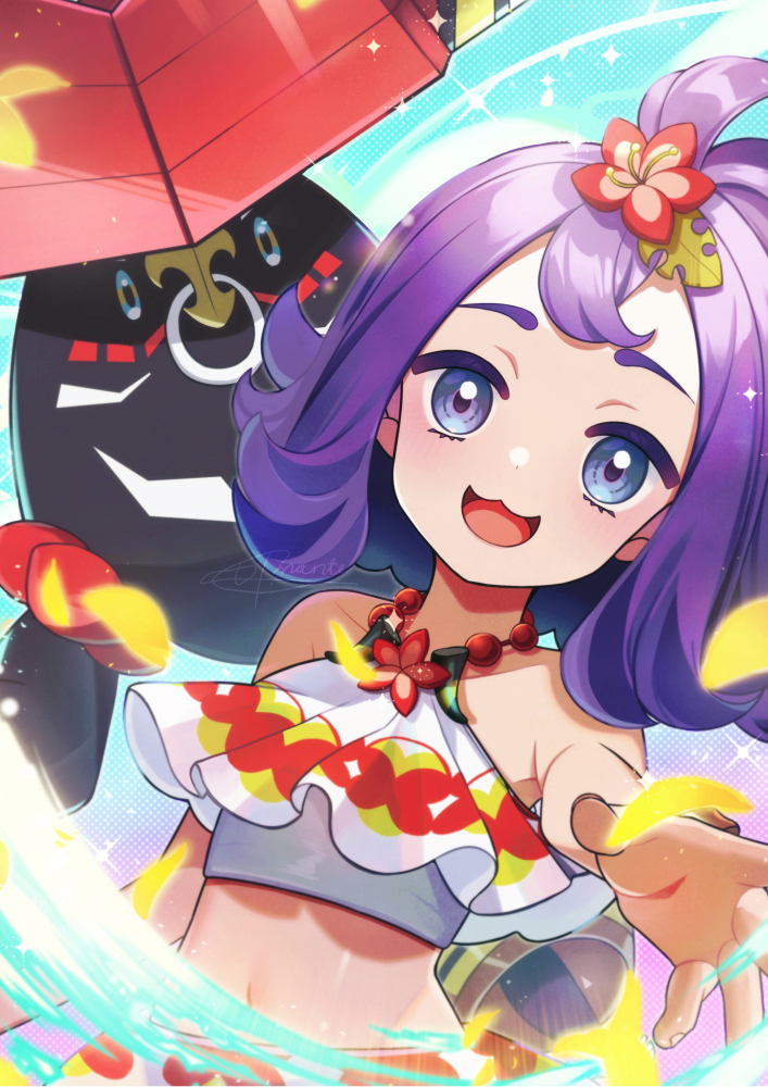acerola and tapu bulu (pokemon and 1 more) drawn by hachimitsu_monte