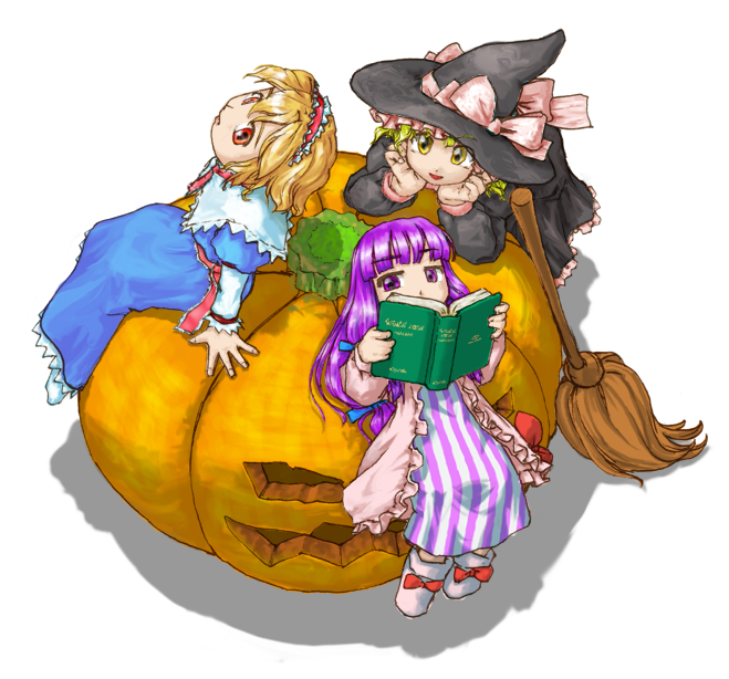 kirisame marisa, alice margatroid, and patchouli knowledge (touhou) drawn by 7b_(tensei_shuuseki)