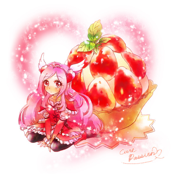 higashi setsuna and cure passion (precure and 1 more) drawn by kuzumochi