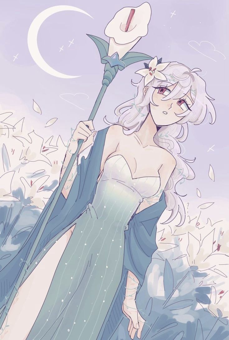 white lily cookie (cookie run and 1 more) drawn by lafi_moon_fi