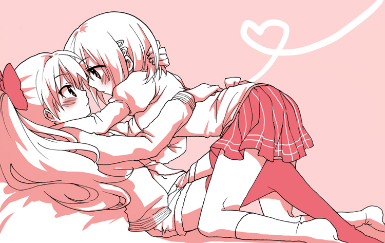miki sayaka and sakura kyoko (mahou shoujo madoka magica) drawn by mono_land