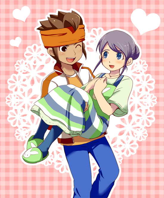 endou mamoru and kudou fuyuka (inazuma eleven and 1 more) drawn by purin_(pinkcotton)