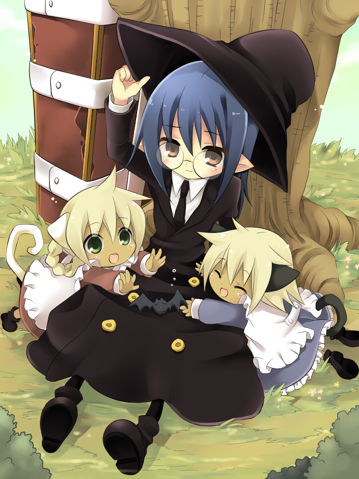 kuro, sanju, nijuku, and sen (hitsugi katsugi no kuro) drawn by hanabana_tsubomi