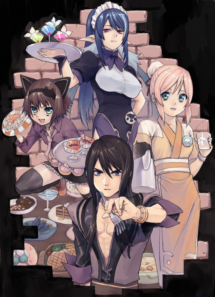 yuri lowell, estellise sidos heurassein, rita mordio, and judith (tales of and 1 more) drawn by natsuhiko
