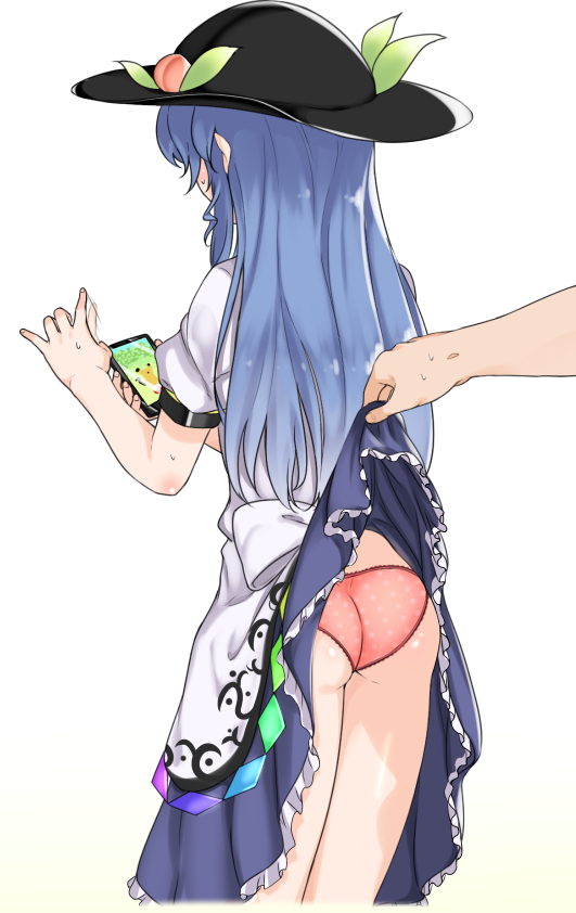 hinanawi tenshi (touhou and 2 more) drawn by momoiro_lettuce