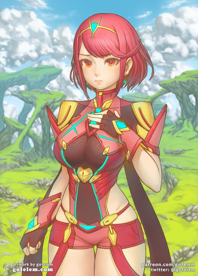 pyra (xenoblade chronicles and 1 more) drawn by gofelem