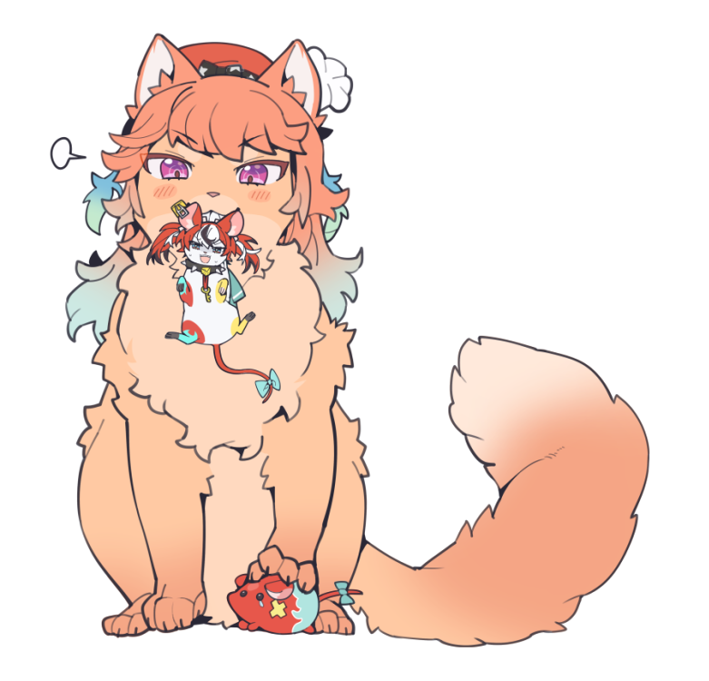 takanashi kiara, hakos baelz, and mr. squeaks (hololive and 1 more) drawn by mitsumine_(ookami_no_oyashiro)