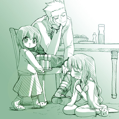 tohsaka rin, matou sakura, and archer (fate and 1 more) drawn by st_parasu