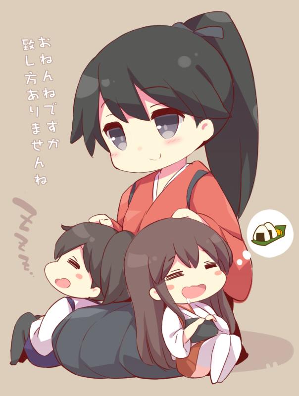 kaga, akagi, and houshou (kantai collection) drawn by watanon_(gakushokutei)