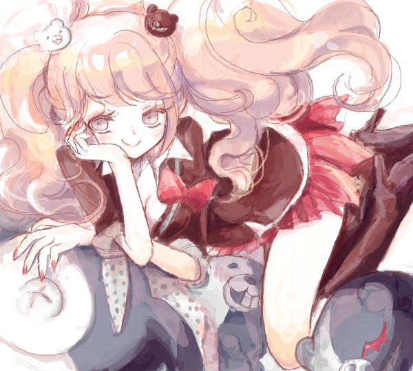 enoshima junko and monokuma (danganronpa and 1 more) drawn by nsm888