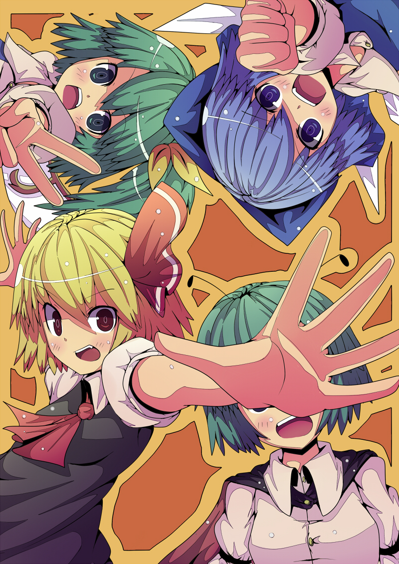 cirno, rumia, daiyousei, and wriggle nightbug (touhou) drawn by gamuo